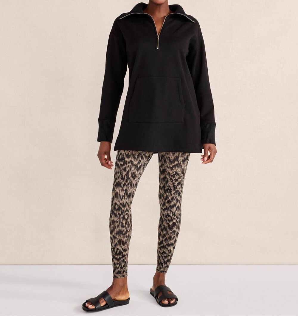 Haven Well Within $138 Cozy Fleece Half-Zip Tunic Sweatshirt Black XXL NEW